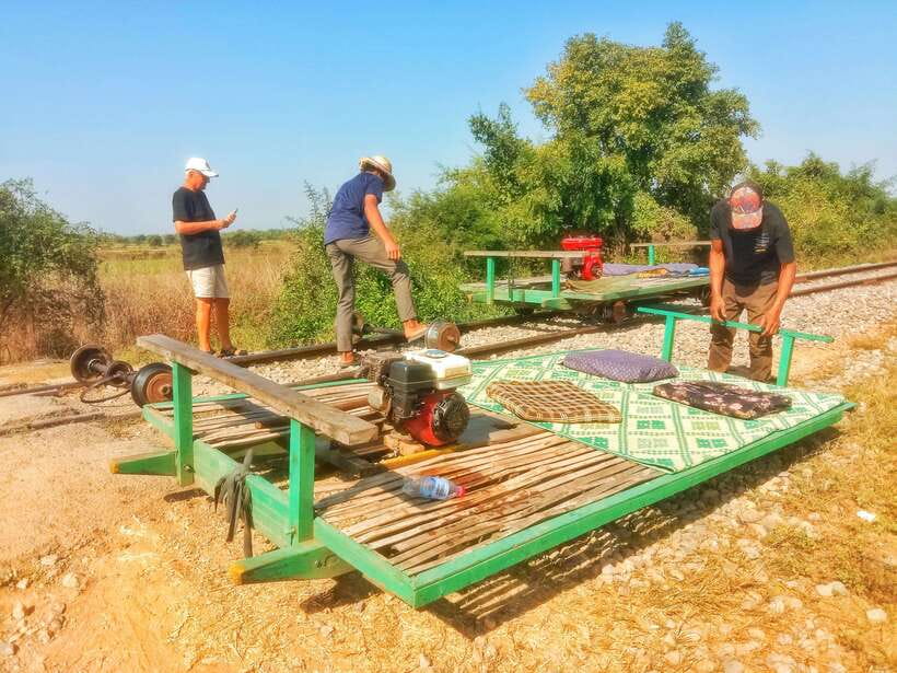 Battambang: Bamboo Train, Bat Cave, Killing Cave by Tuk Tuk - Riding the original bamboo train for 90 minutes