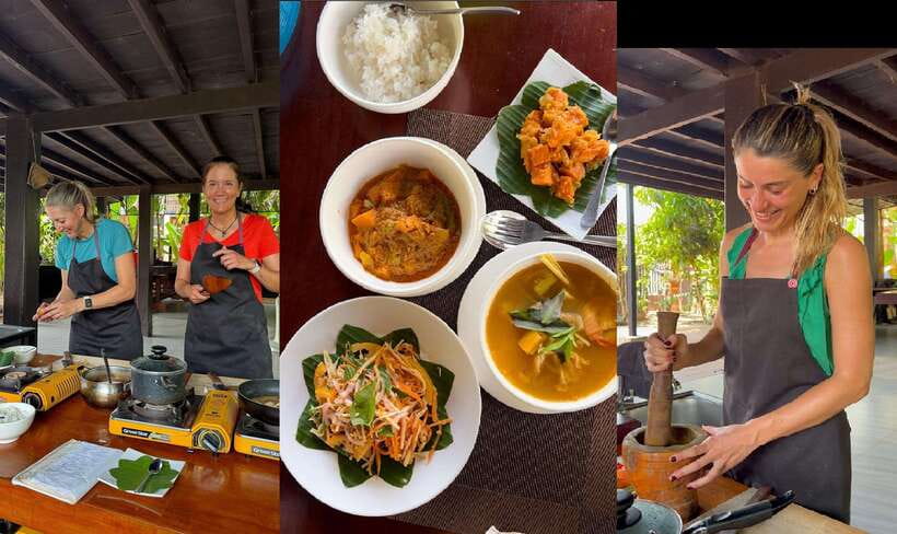 Cambodian Cooking Class - Sitting down to eat what you prepared