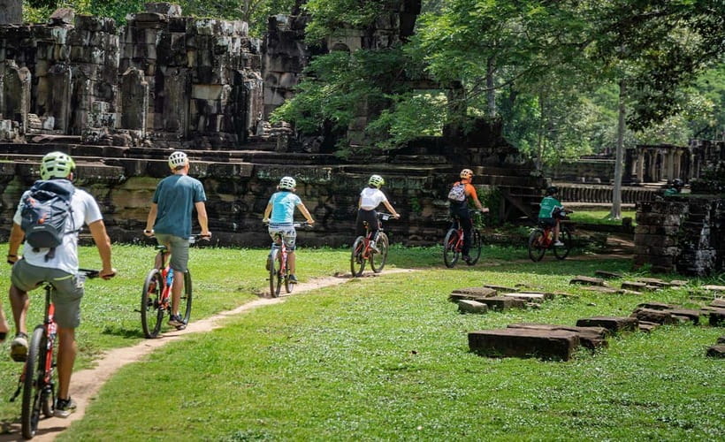 Cycle Angkor Backroad Bike Tour / E-Bike or Tuk Tuk - Angkor Wat late in the afternoon