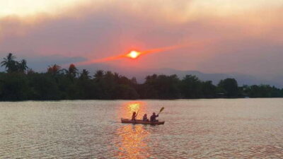 Kayaking tour around green cathedral