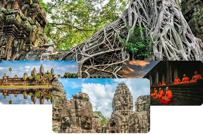 Private Sunrise & Angkor Complex by English Speaking Van Driver - East Gate and North Gate show Angkor Thom from the outside in