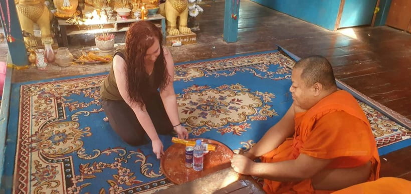 Siem Reap Cambodian Buddhist Water Blessing and Local Market - The longer blessing and the provided sarong